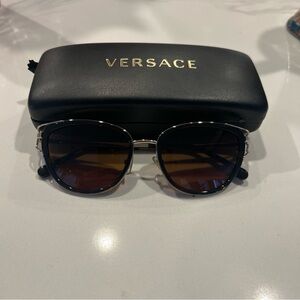 Authentic Versace Sunglasses VE2203 143811 53mm Black-Gold / Grey Gradient Lens
